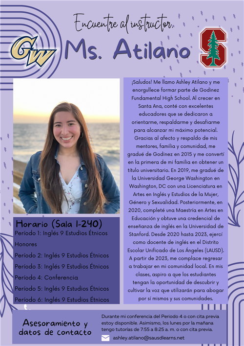 Información de la Sra. Atilano en español